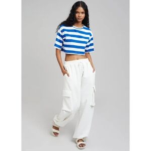 The Frankie Shop Blue Stripe Crop Tee